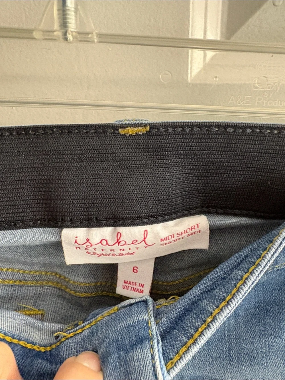 Light Blue Denim Jean Shorts with Stretch Side Panels